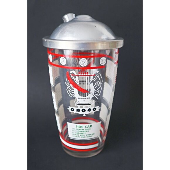 Vintage MCM Cocktail Shaker With Recipes Retro Barware - Picture 2 of 7